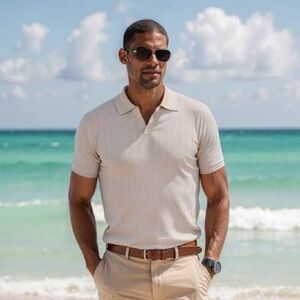 Collars & Co. Maranello Knit Polo | Men’s XL | Camel | Cotton & Silk Blend NWT